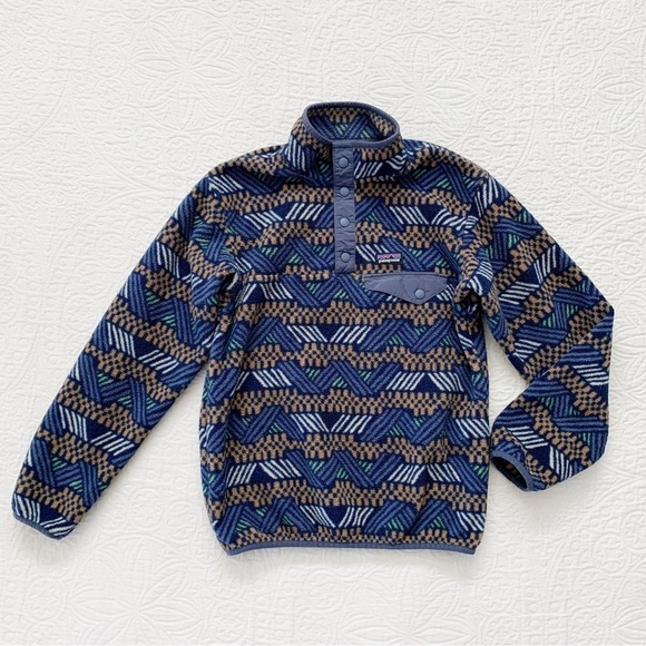Patagonia Kids' Lightweight‎ Synchilla Snap-T Fleece Pullover, Cliffside Navy - Picture 1 of 5